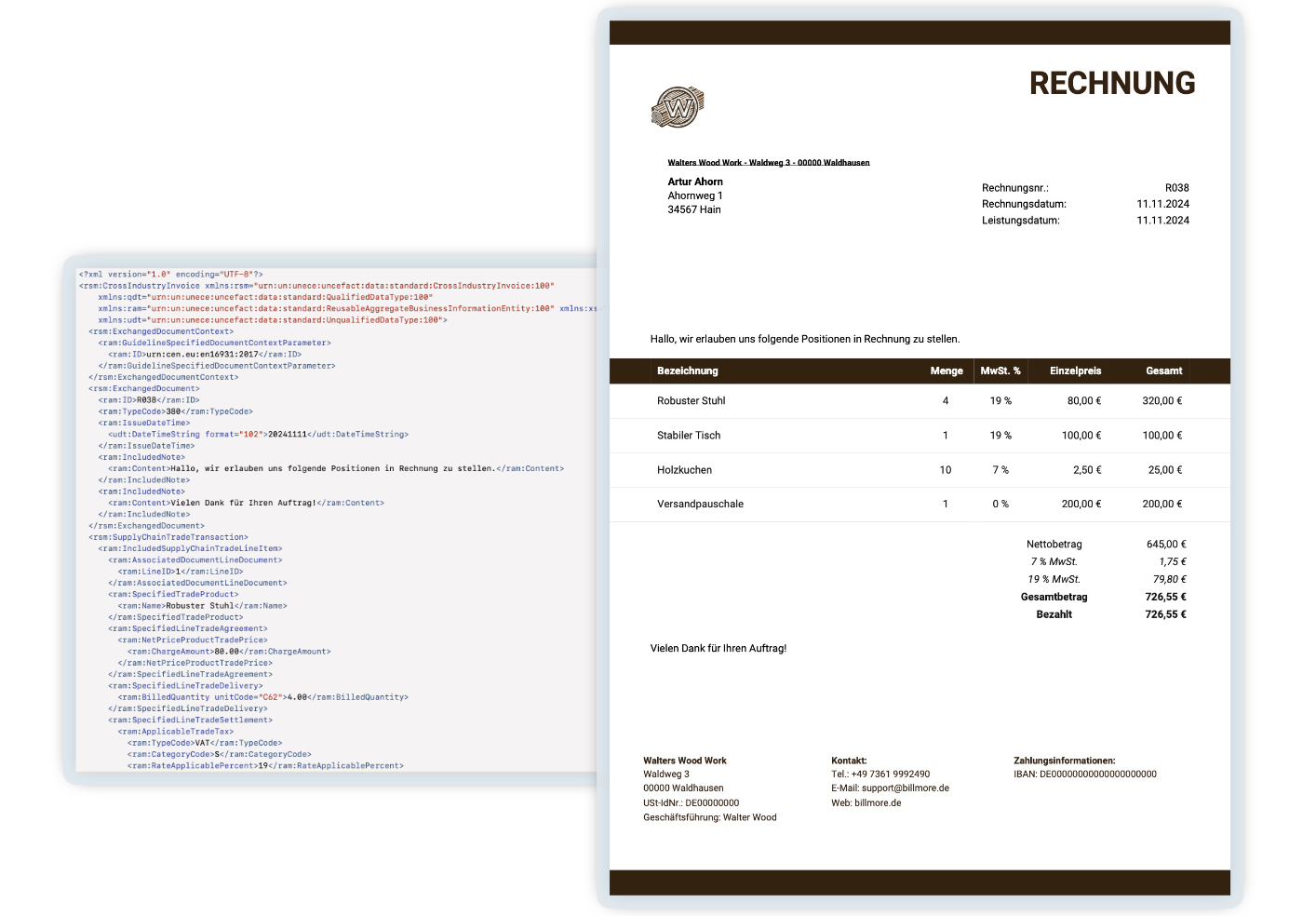 E-Rechnung mit XML Datei